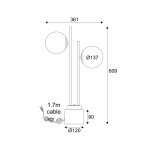 ΕΠΙΤΡΑΠΕΖΙΟ Φ/Σ 2ΧΕ14 QUADRO ΜΑΥΡΟ ΜΕΤ/ΚΟ+ ΛΕΥΚΟ ΓΥΑΛΙ-ΜΑΡΜΑΡΟ IP20 36X14XH61CM - Image 2