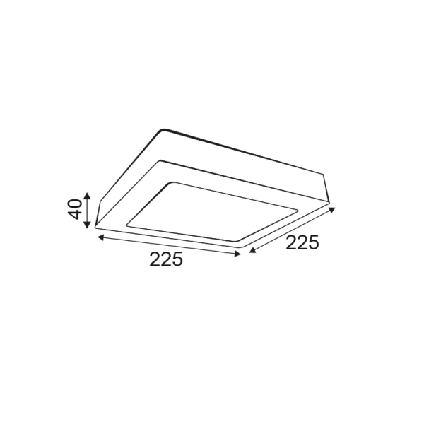 SQUARE NM CEIL.LED SLIMPANEL 20W3000K 1440Lm230V 225X225Ra80 - Image 2