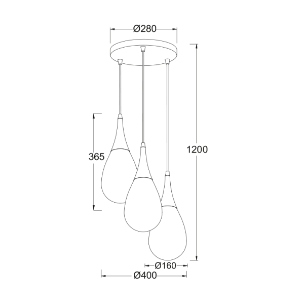 ΜΕΤΑΛ.ΚΡΕΜΑΣΤΟ ΦΩΤΙΣΤΙΚΟ 3ΧΕ14 ΡΟΖΕΤΑ ΜΑΥΡΟ-ΚΕΧΡΙΜΠΑΡΙ ΓΥΑΛΙ Φ41cm ATENA - Image 2