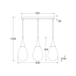 ΜΕΤΑΛΛΙΚΟ ΚΡΕΜΑΣΤΟ ΦΩΤΙΣΤΙΚΟ 3ΧΕ14 ΡΑΓΑ ΜΑΥΡΟ-ΚΕΧΡΙΜΠΑΡΙ ΓΥΑΛΙ 64Χ16cm ATENA - Image 2