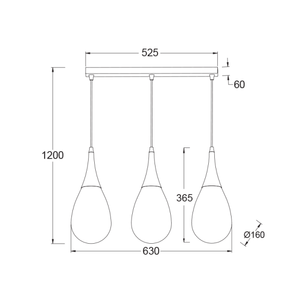 ΜΕΤΑΛΛΙΚΟ ΚΡΕΜΑΣΤΟ ΦΩΤΙΣΤΙΚΟ 3ΧΕ14 ΡΑΓΑ ΜΑΥΡΟ-ΚΕΧΡΙΜΠΑΡΙ ΓΥΑΛΙ 64Χ16cm ATENA - Image 2