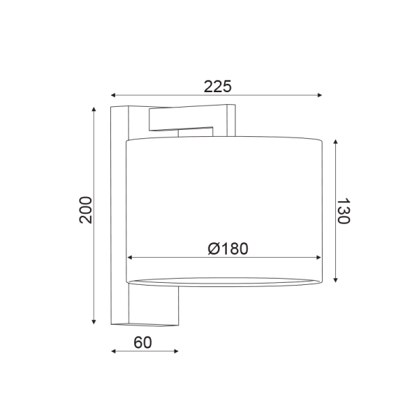 ΕΠΙΤΟΙΧΟ Φ/Σ 1ΧΕ27 ΜΕΤΑΛ ΝΙΚΕΛ+ΜΑΥΡΟ ΑΜΠΑΖΟΥΡ Φ18XΗ20CM CIRCE - Image 2