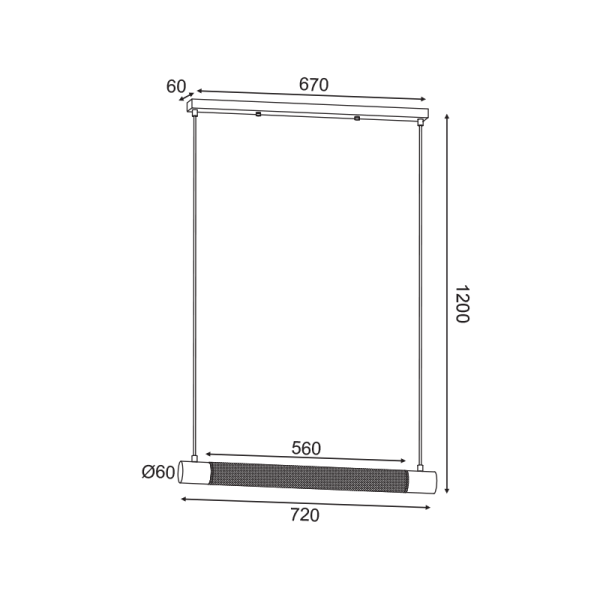 ΚΡΕΜΑΣΤΟ ΦΩΤΙΣΤΙΚΟ 2ΧΕ27 ΜΑΥΡΟ ΜΕΤΑΛΛΙΚΟ 72Χ6XH120CM ALCATRAZ - Image 2