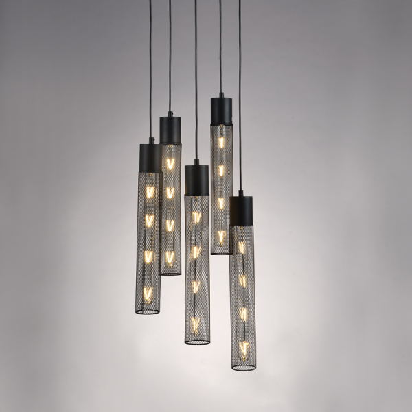 ΚΡΕΜΑΣΤΟ ΦΩΤΙΣΤΙΚΟ 5ΧΕ27 ΜΑΥΡΟ ΜΕΤΑΛΛΙΚΟ D35XH120CM ALCATRAZ - Image 2