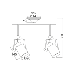 ΟΡΟΦΗΣ Φ/Σ 2ΧΕ27 ΜΕΤΑΛΛΙΚΟ ΛΕΥΚΟ ΧΡΥΣΟ ΠΑΤΙΝΑ 17X44XH38CM POMPEII - Image 2