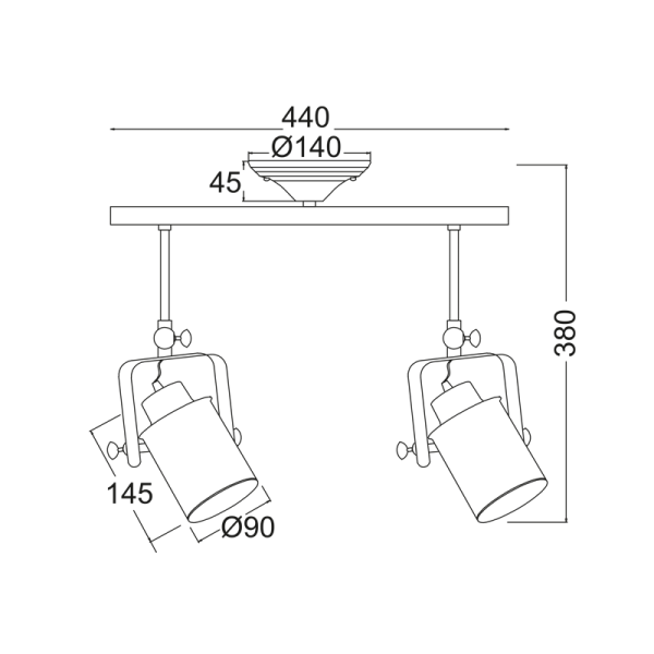 ΟΡΟΦΗΣ Φ/Σ 2ΧΕ27 ΜΕΤΑΛΛΙΚΟ ΛΕΥΚΟ ΧΡΥΣΟ ΠΑΤΙΝΑ 17X44XH38CM POMPEII - Image 2