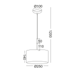 ΚΡΕΜΑΣΤΟ ΦΩΤΙΣΤΙΚΟ 1ΧΕ27 ΜΑΥΡΟ ΜΕΤΑΛΛ.ΑΠ.ΞΥΛΟΥ/ΑΜΠΑΖΟΥΡ Φ25ΧΗ120CM YASMINE - Image 2
