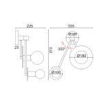 ΕΠΙΤΟΙΧΟ Φ/Σ 2ΧΕ27 ΟΡΕΙΧΑΛΚΟ ΜΕΤΑΛΛΙΚΟ 18Χ74X23CM CLOCK - Image 2