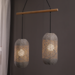 ΚΡΕΜΑΣΤΟ ΦΩΤΙΣΤΙΚΟ 2ΧΕ27 RATTAN+ΞΥΛΟ 60X20XH120CM COCONUT - Image 2