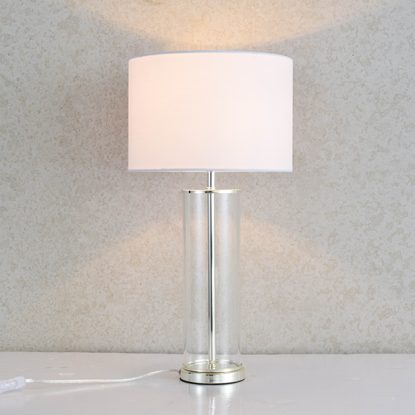 ΕΠΙΤΡΑΠΕΖΙΟ Φ/Σ 1ΧΕ27 ΓΥΑΛΙ+ΑΜΠΑΖΟΥΡ+ΑΣΗΜΙ ΜΕΤΑΛΛΟ Φ25ΧΗ48CM ANTELINO - Image 2