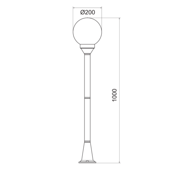 PLASTIC FLOOR GARDEN WHITE LUMINAIRE 100CM Φ200 E27 IP44 - Image 2