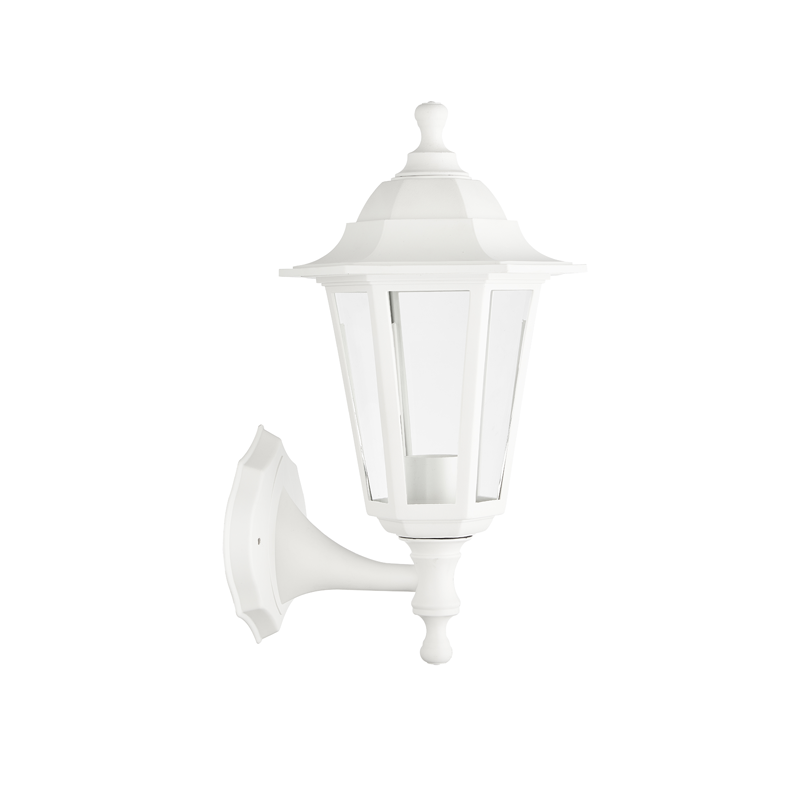 PLGQ1W 6S PLASTIC WALL GARDEN WHITE LUMINAIRE E27 IP44 - Image 1