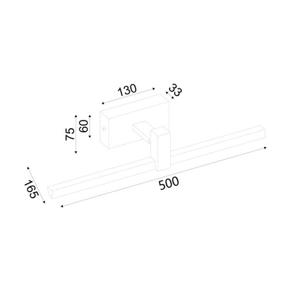 ΕΠΙΤΟΙΧΟ Φ/Σ LED 8W 3000K 520LM MIRAR ΜΑΥΡΟ ΜΕΤ/ΚΟ IP20 50X16,5X7,5CM - Image 2