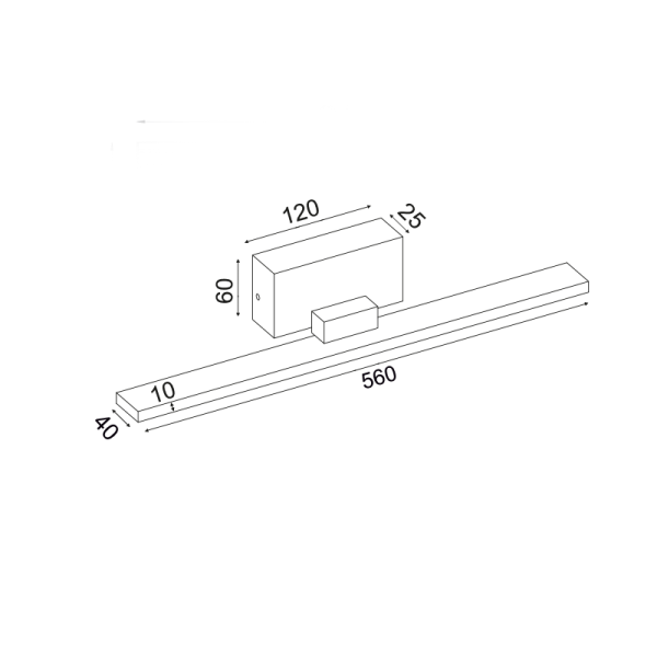 ΕΠΙΤΟΙΧΟ Φ/Σ LED 16W 3000K 1040LM ΛΕΥΚΟ ΜΕΤ/ΚΟ IP44 56X7X7CM CHLOE - Image 2