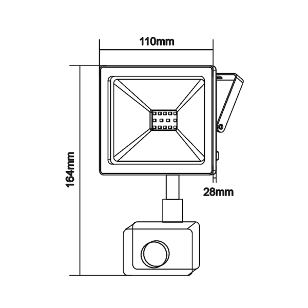 WHITE SENSOR LED SMD FLOOD LUMINAIRE IP66 20W 3000K 1600Lm 230V RA80 - Image 2