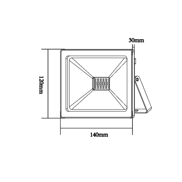 BLACK LED SMD FLOOD LUMINAIRE IP66 30W 4000K 2550Lm 230V RA80 - Image 2