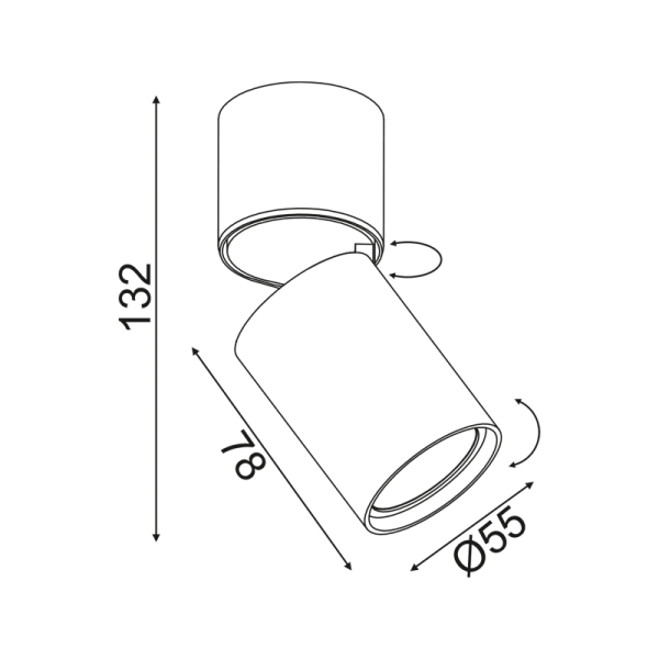ΕΠΙΤΟΙΧΟ Φ/Σ 1XGU10 ΜΑΥΡΟ ΑΛΟΥΜΙΝΙΟ D5,5XH13CM ELITIS - Image 2