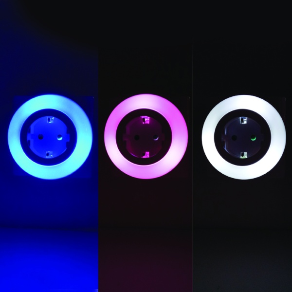 LED ΛΑΜΠΑΚΙ ΝΥΚΤΟΣ 0,5W ΜΕ ΠΡΙΖΑ ΣΟΥΚΟ,ΑΙΣΘΗΤΗΡΑ,ΛΕΥΚΟ/ΜΠΛΕ/ΚΟΚΚΙΝΟ ΦΩΣ,ΛΕΥΚΟ ΠΛΑΣΤΙΚΟ 230V IP20 - Image 2
