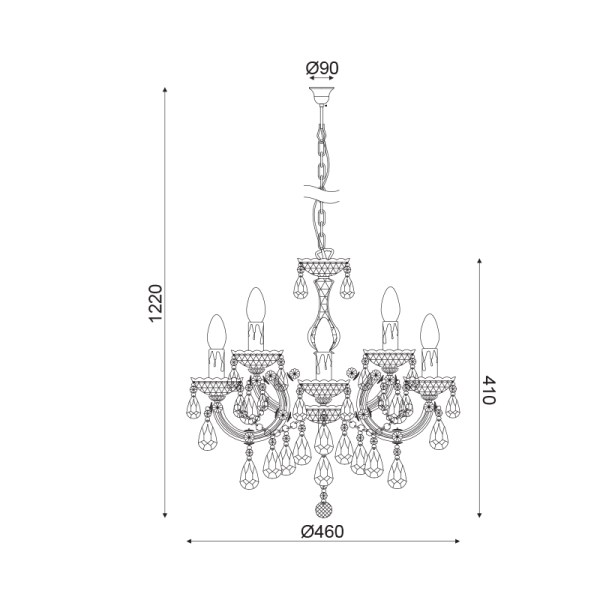 ΚΡΕΜΑΣΤΟ ΦΩΤΙΣΤΙΚΟ 5ΧΕ14 ΑΚΡΥΛΙΚΟ ΦΙΜΕ+ΧΡΩΜΙΟ ΜΕΤΑΛΛΟ Φ46ΧΗ122CM NEFERTITI - Image 2