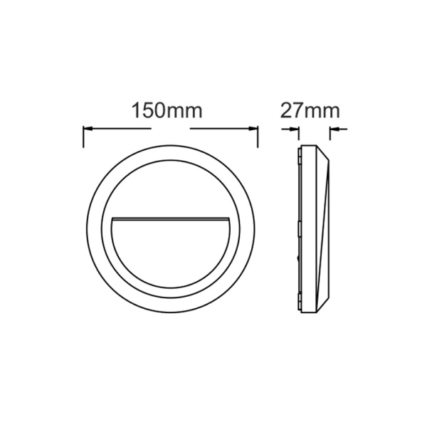 LED WALL ROUND LUMINAIRE GREY 230V AC IP65 1.5W 3000K 100LM RA80 - Image 2