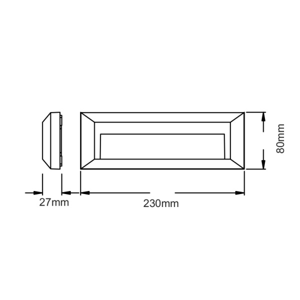 LED WALL RECTANGLE LUMINAIRE RUST 230V AC IP65 2W 3000K 100LM RA80 - Image 2