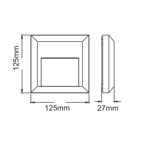 LED WALL SQUARE LUMINAIRE RUST 230V AC IP65 1.5W 3000K 100LM RA80 - Image 2