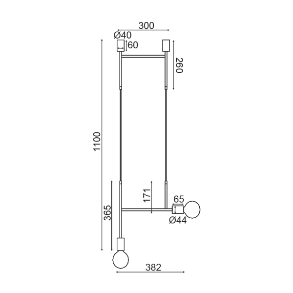 ΚΡΕΜΑΣΤΟ ΦΩΤΙΣΤΙΚΟ 2ΧΕ27 ΜΑΥΡΟ ΜΕΤΑΛΛΙΚΟ 38X4X110CM KYOTO - Image 2