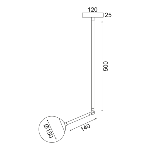 ΚΡΕΜΑΣΤΟ ΦΩΤΙΣΤΙΚΟ 1ΧΕ27 ΜΕΤΑΛΛΙΚΟ+ΟΠΑΛ ΓΥΑΛΙ Φ15ΧΗ80CM THETIS - Image 2