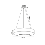 ΚΡΕΜΑΣΤΟ ΦΩΤΙΣΤΙΚΟ LED 60W 4800LM 3000K ΛΕΥΚΟ ΜΕΤ/ΚΟ D75XH130CM OPTIMUS - Image 2