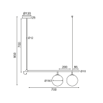 ΚΡΕΜΑΣΤΟ ΦΩΤΙΣΤΙΚΟ 2ΧΕ27 ΜΕΤΑΛΛΙΚΟ+ΟΠΑΛ ΓΥΑΛΙ 76X15XH95CM THETIS - Image 2