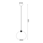 ΚΡΕΜΑΣΤΟ ΦΩΤΙΣΤΙΚΟ 1ΧΕ27 ΔΙΑΦΑΝ ΓΥΑΛ+ΧΡΥΣΗ ΜΕΤΑΛ.ΑΝΑΡΤΗΣΗ Φ30ΧΗ120CM PYTHIA - Image 2