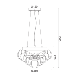 ΚΡΕΜΑΣΤΟ ΦΩΤΙΣΤΙΚΟ 3ΧΕ14 ΚΡΥΣΤΑΛΛΟ+ΧΡΩΜΙΟ ΜΕΤΑΛΛΟ Φ35ΧΗ100CM VICA - Image 2