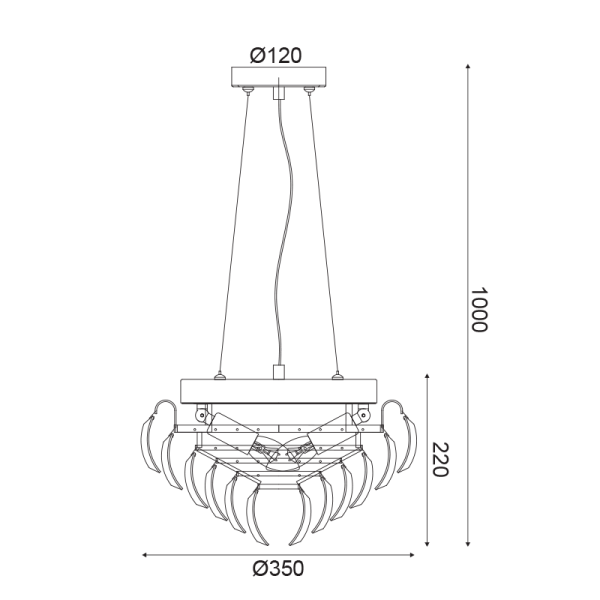ΚΡΕΜΑΣΤΟ ΦΩΤΙΣΤΙΚΟ 3ΧΕ14 ΚΡΥΣΤΑΛΛΟ+ΧΡΩΜΙΟ ΜΕΤΑΛΛΟ Φ35ΧΗ100CM VICA - Image 2