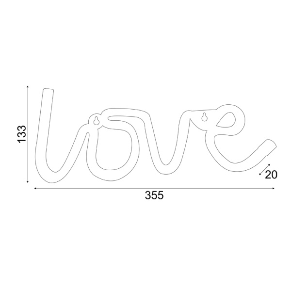 LOVE, 118 NEON LED ΛΑΜΠΑΚΙΑ ΜΕ ΜΠΑΤΑΡΙΑ (3xAA)/USB, WW, IP20, 35.5x2x13cm - Image 2