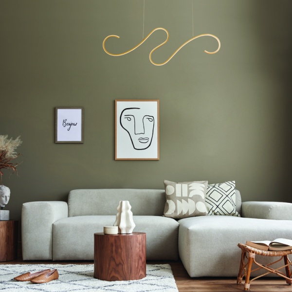 ΚΡΕΜΑΣΤΟ ΦΩΤΙΣΤΙΚΟ LED 27W 3000K 1890LM CALISTA ΧΡΥΣΟ ΑΛΟΥΜΙΝΙΟ IP20 110X6XH175CM - Image 2