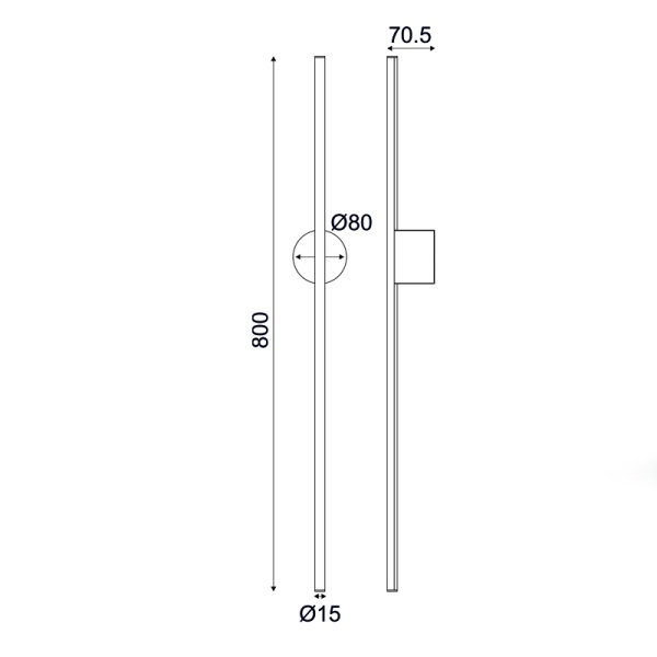 ΕΠΙΤΟΙΧΟ Φ/Σ LED 15W 3000K 970LM AVENUE ΜΑΥΡΟ ΜΕΤ/ΚΟ IP20 7,5X8X80CM - Image 2