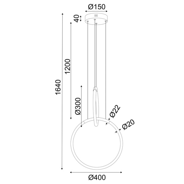 ΚΡΕΜΑΣΤΟ ΦΩΤΙΣΤΙΚΟ LED 24W 3000K 1680LM VENUS ΧΡΩΜΙΟ ΜΕΤ/ΚΟ IP20 40X30XH164CM - Image 2