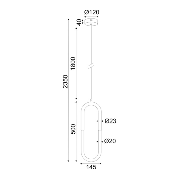 ΚΡΕΜΑΣΤΟ ΦΩΤΙΣΤΙΚΟ LED 8W 3000K 560LM VENUS ΧΡΩΜΙΟ ΜΕΤ/ΚΟ IP20 15Χ2,3ΧH230CM - Image 2