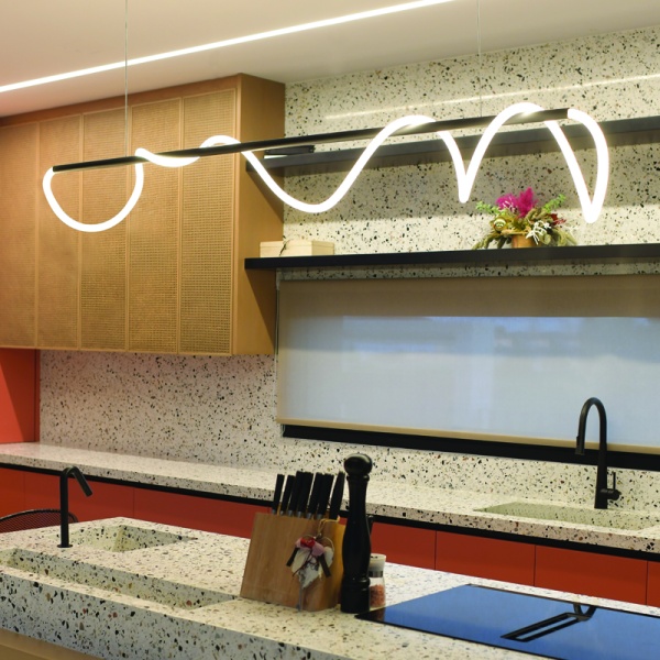 ΚΡΕΜΑΣΤΟ ΦΩΤΙΣΤΙΚΟ LED 60W 3000K 3300LM KYMA ΜΑΥΡΟ ΜΕΤ/ΚΟ IP20 190Χ6XΗ215CM - Image 2