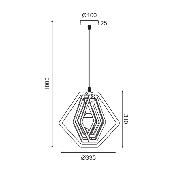 ΚΡΕΜΑΣΤΟ ΦΩΤΙΣΤΙΚΟ 1ΧΕ27 ΑΝ.ΚΑΦΕ ΔΕΡΜΑ MDF D34XH100CM TRITON - Image 2