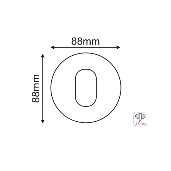 ΣΠΟΤ Νο618 ΣΤΡΟΓΓΥΛΟ ΟΒΑΛ ΜΑΥΡΟ ΑΛΟΥΜΙΝΙΟΥ H88 - Image 2