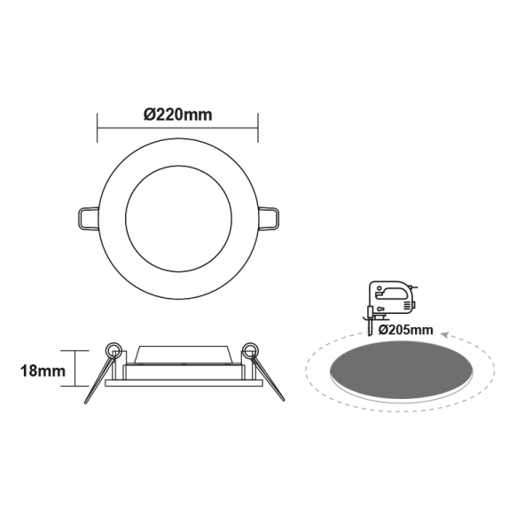 LED PANEL WHITE ROUND 22W 6500K 2400Lm  Φ220 230V AC Ra80 - Image 2