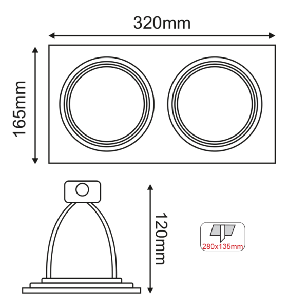 ΣΠΟΤ AR111 XMS ΔΙΠΛΟ ΛΕΥΚΟ ΤΕΤΡΑΓΩΝΟ 320x165 - Image 2