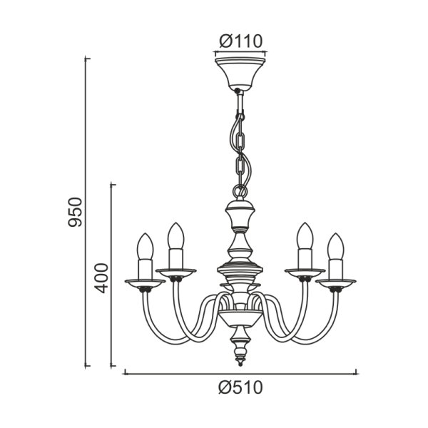 ΚΡΕΜΑΣΤΟ ΦΩΤΙΣΤΙΚΟ 5ΧΕ14 ΜΕΤΑΛΛΙΚΟ ΠΑΤΙΝΑ ΠΡΑΣΙΝΟ Φ51ΧΗ95CM ACCRA - Image 3