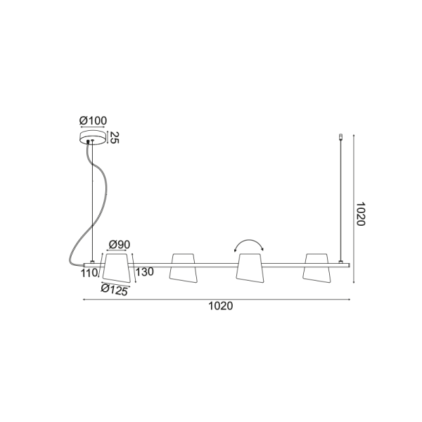 ΚΡΕΜΑΣΤΟ ΦΩΤΙΣΤΙΚΟ 4ΧΕ14 ΧΑΛΚΙΝΟ ΜΕΤΑΛΛΙΚΟ 27Χ102ΧΗ120CM AYRAN - Image 3