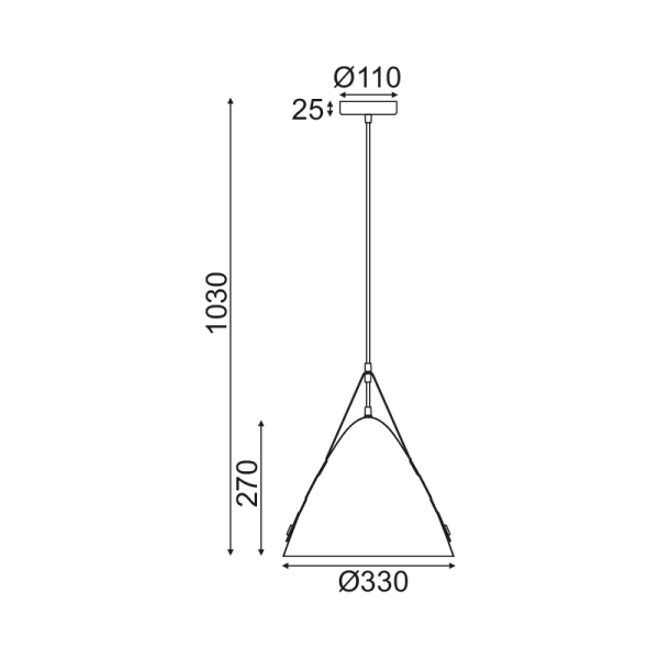 ΚΡΕΜΑΣΤΟ ΦΩΤΙΣΤΙΚΟ 1ΧΕ27 ΛΕΥΚΟ ΜΕΤ/ΚΟ+ΔΕΡΜΑ D33XH100CM NAOMI - Image 3