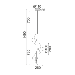 ΚΡΕΜΑΣΤΟ ΦΩΤΙΣΤΙΚΟ 3ΧG9 ΧΡΥΣΟ/ΜΑΥΡΟ ΜΕΤ/ΚΟ + ΓΥΑΛΙ 26Χ26ΧΗ150CM POLYGON - Image 3