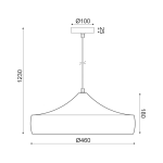 ΚΡΕΜΑΣΤΟ ΦΩΤΙΣΤΙΚΟ 1ΧΕ27 ΜΕΤΑΛΛΙΚΟ ΛΕΥΚΟ/ΧΡΥΣΟ Φ46ΧΗ123CM CALIPHATE - Image 3