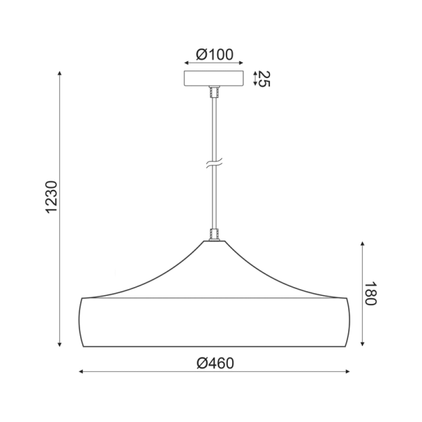 ΚΡΕΜΑΣΤΟ ΦΩΤΙΣΤΙΚΟ 1ΧΕ27 ΜΕΤΑΛΛΙΚΟ ΛΕΥΚΟ/ΧΡΥΣΟ Φ46ΧΗ123CM CALIPHATE - Image 3