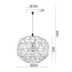 ΚΡΕΜΑΣΤΟ 1ΧΕ27 ΜΕΤΑΛΛΙΚΟ ΜΑΥΡΟ ΠΛΕΓΜΑ Φ30ΧΗ130CM ALADDIN - Image 3